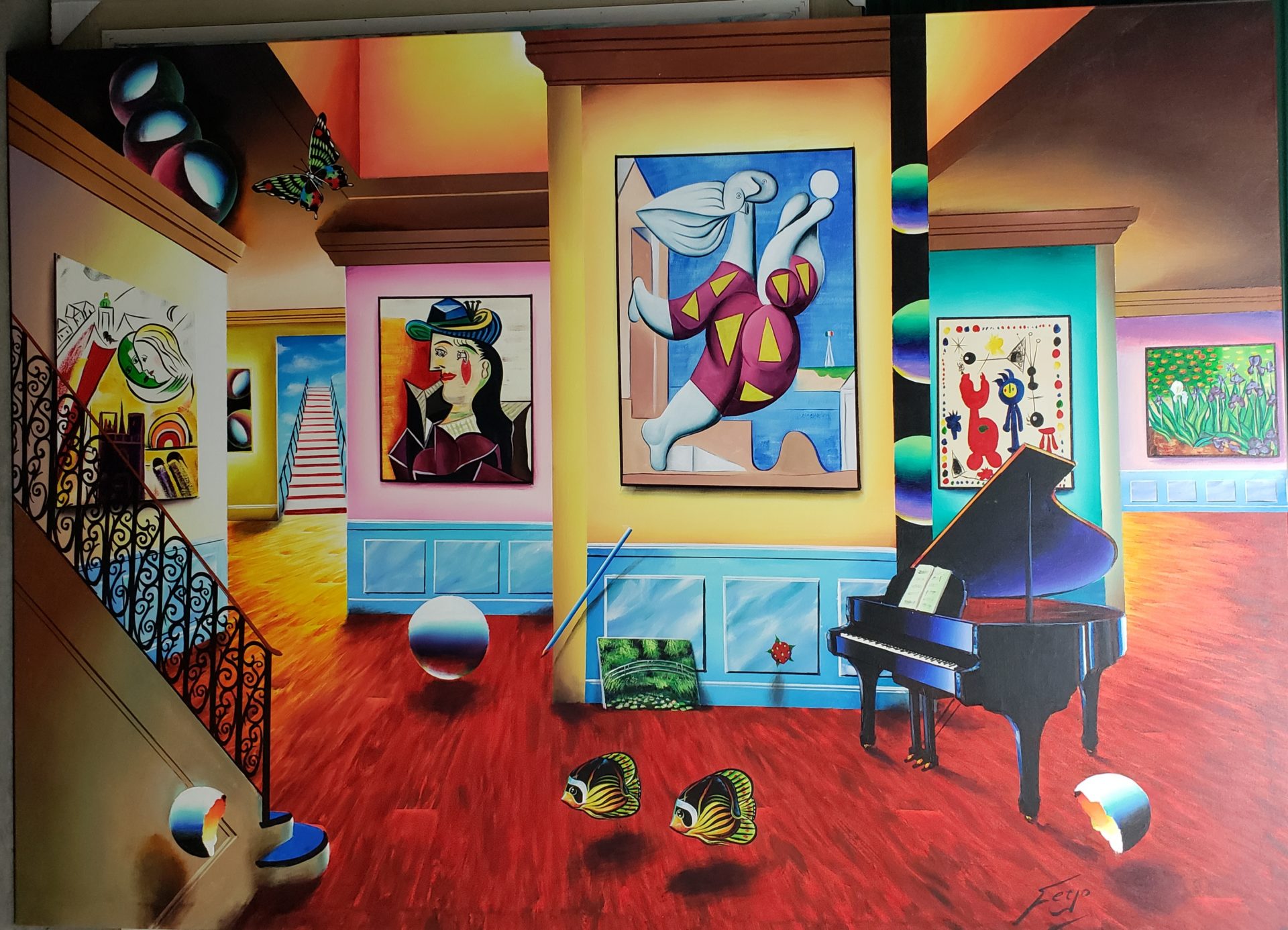 FERJO ORIGINAL ACRYLIC ON CANVAS PICASSO DANCE 2003 70_x50_